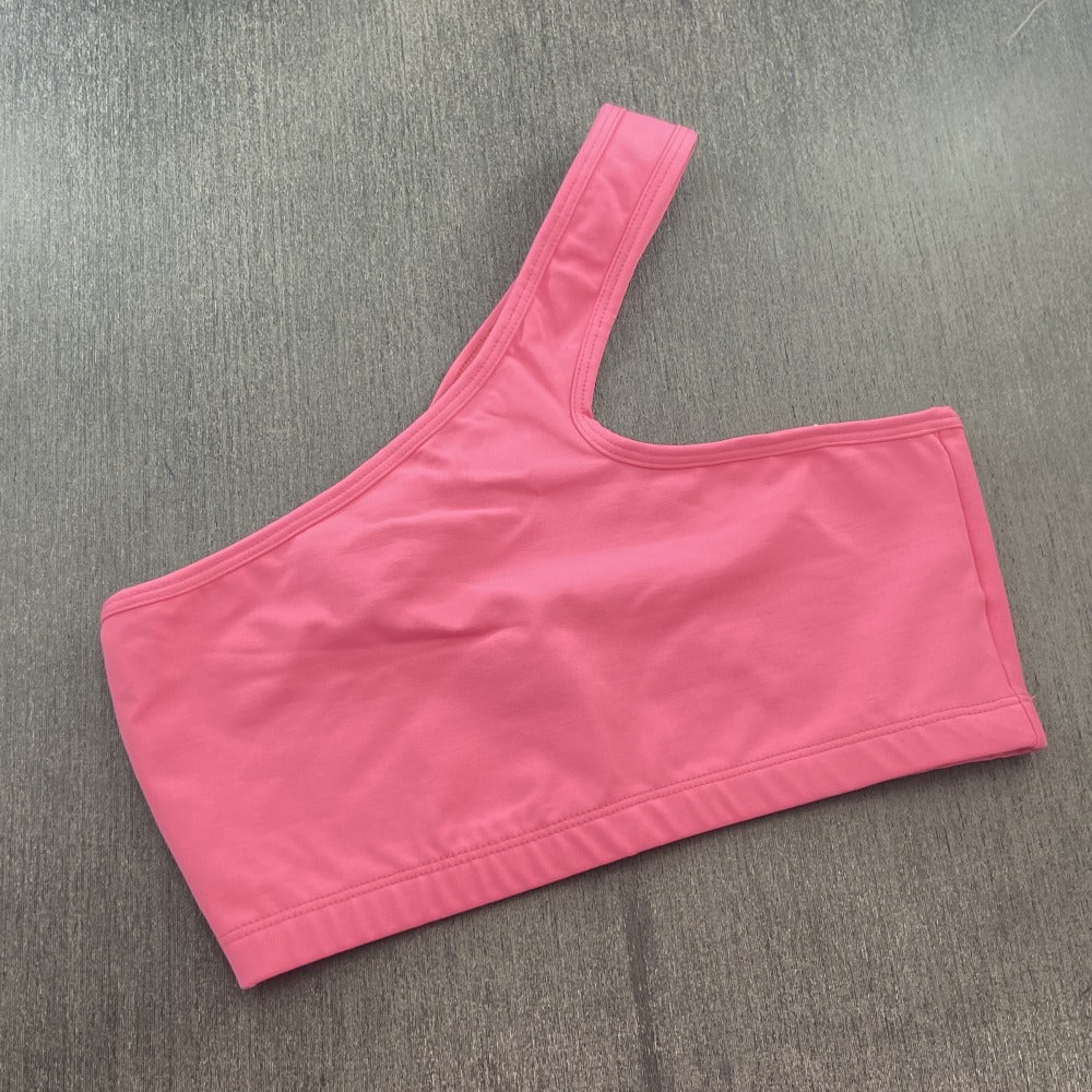 Top Fitness Assimétrico Rosa Neon