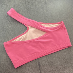 Top Fitness Assimétrico Rosa Neon