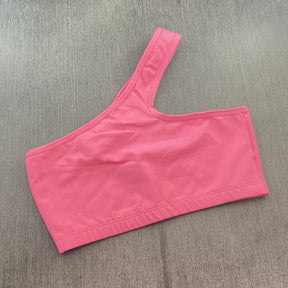 Top Fitness Assimétrico Rosa Neon